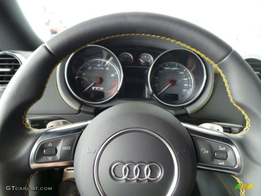 2015 Audi TT S 2.0T quattro Coupe S Black Baseball-optic Leather Steering Wheel Photo #91856708
