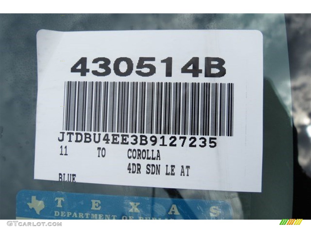 2011 Corolla LE - Nautical Blue Metallic / Ash photo #18