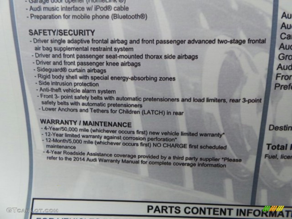 2014 Audi A5 2.0T quattro Coupe Window Sticker Photo #91859390