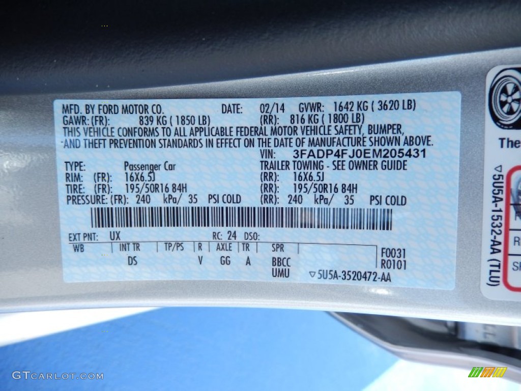 2014 Fiesta Color Code UX for Ingot Silver Photo #91871345