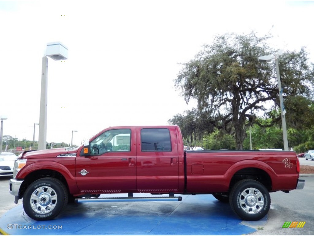 2014 F350 Super Duty Lariat Crew Cab 4x4 - Ruby Red Metallic / Adobe photo #2