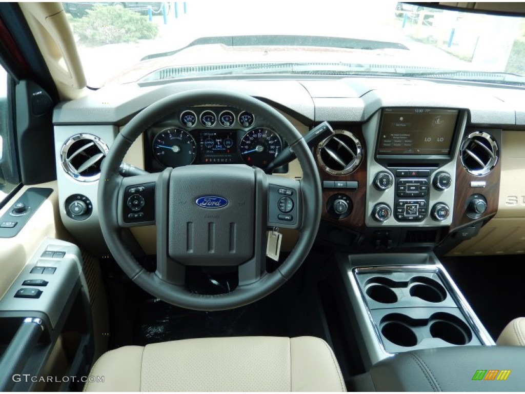 2014 F350 Super Duty Lariat Crew Cab 4x4 - Ruby Red Metallic / Adobe photo #8