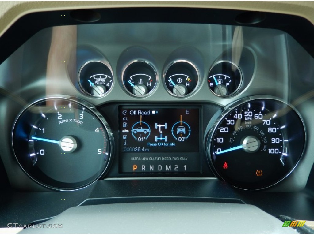 2014 F350 Super Duty Lariat Crew Cab 4x4 - Ruby Red Metallic / Adobe photo #9