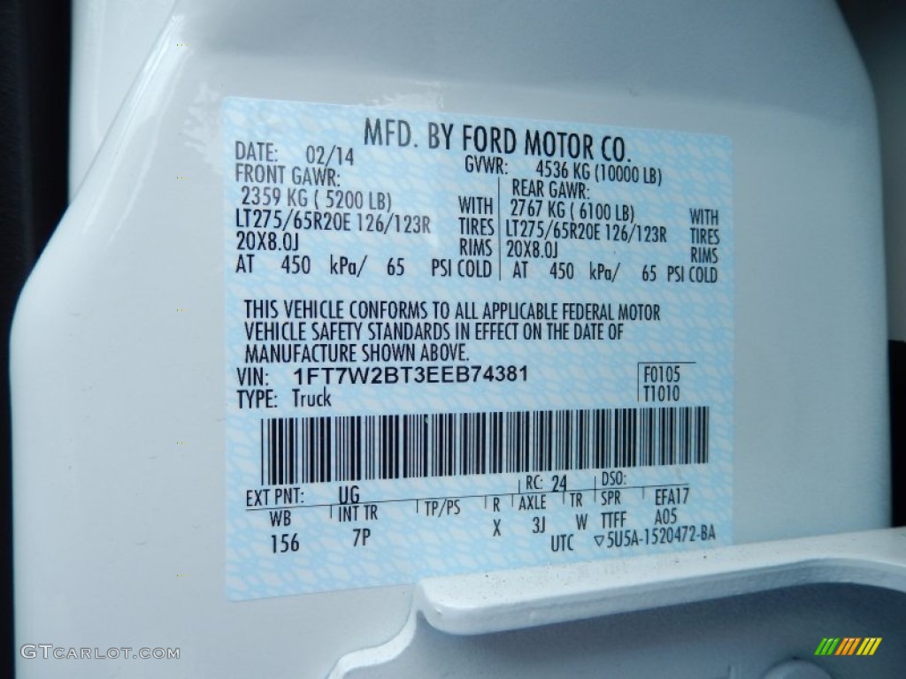 2014 Ford F250 Super Duty Platinum Crew Cab 4x4 Color Code Photos