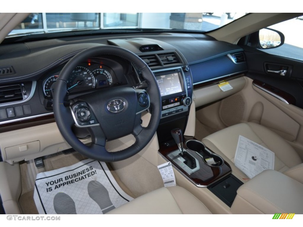 2014 Camry XLE V6 - Attitude Black Metallic / Ivory photo #7
