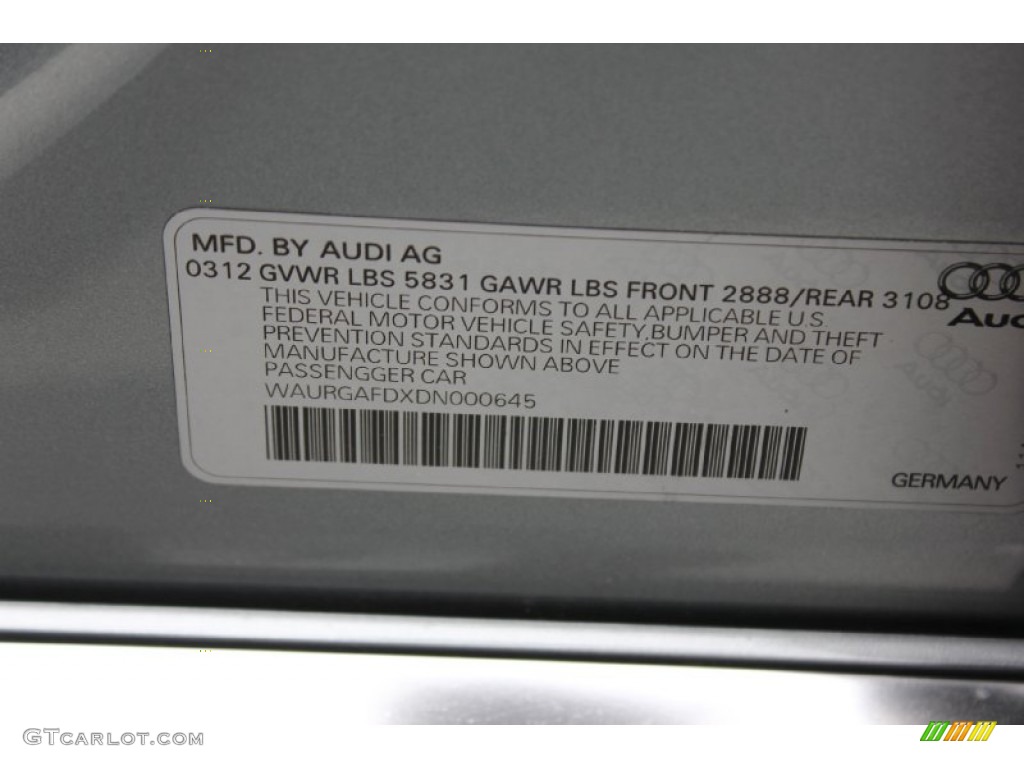 2013 A8 L 3.0T quattro - Quartz Gray Metallic / Black photo #51