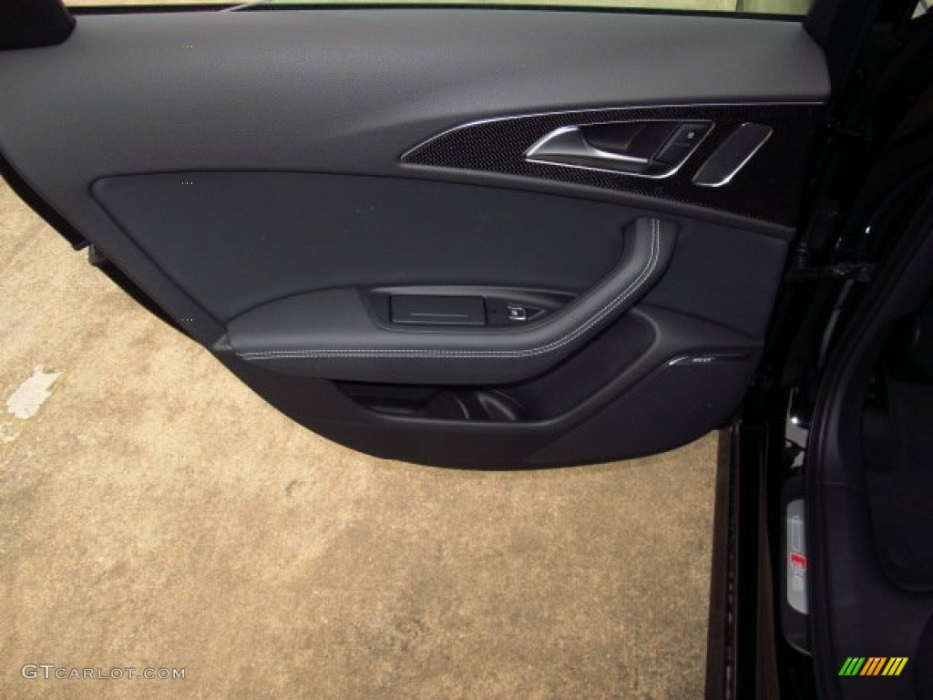 2014 Audi S6 Prestige quattro Sedan Black Valcona w/Sport Stitched Diamond Door Panel Photo #91883621