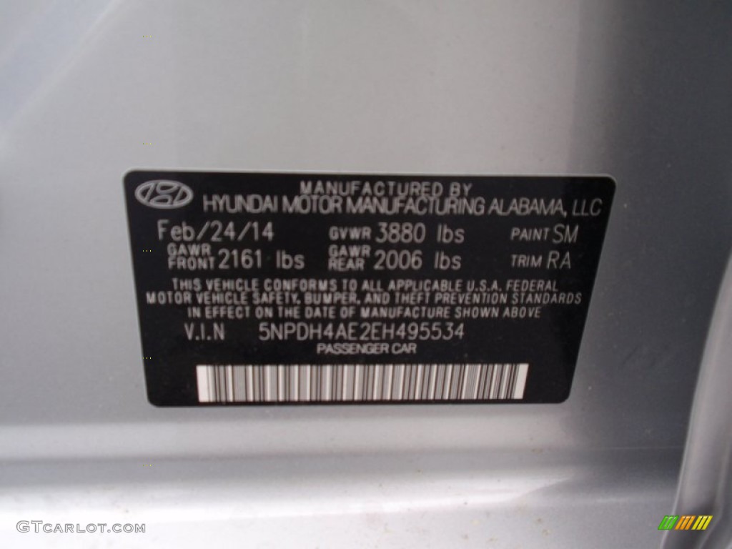 2014 Elantra Limited Sedan - Silver / Gray photo #34