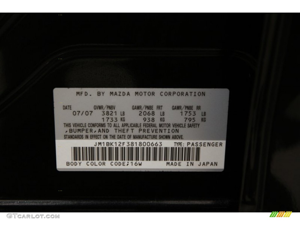 2008 Mazda MAZDA3 i Touring Sedan Color Code Photos