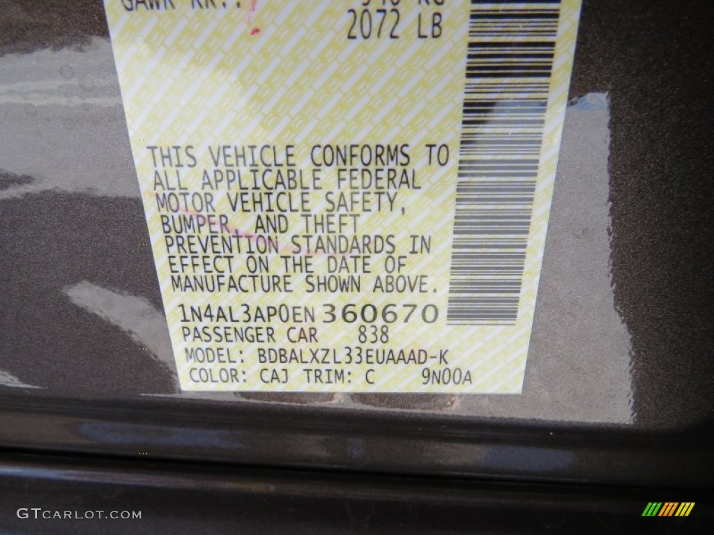 2014 Altima Color Code CAJ for Java Metallic Photo #91890644