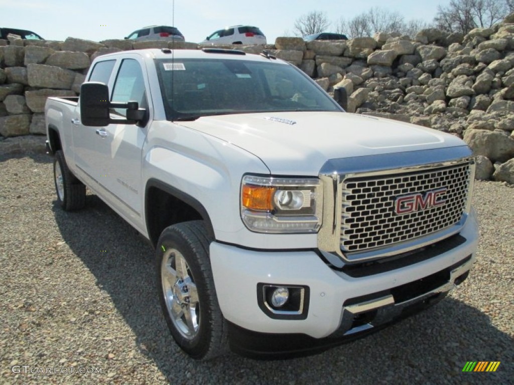 2015 Sierra 2500HD Denali Crew Cab 4x4 - Summit White / Cocoa/Dune photo #2