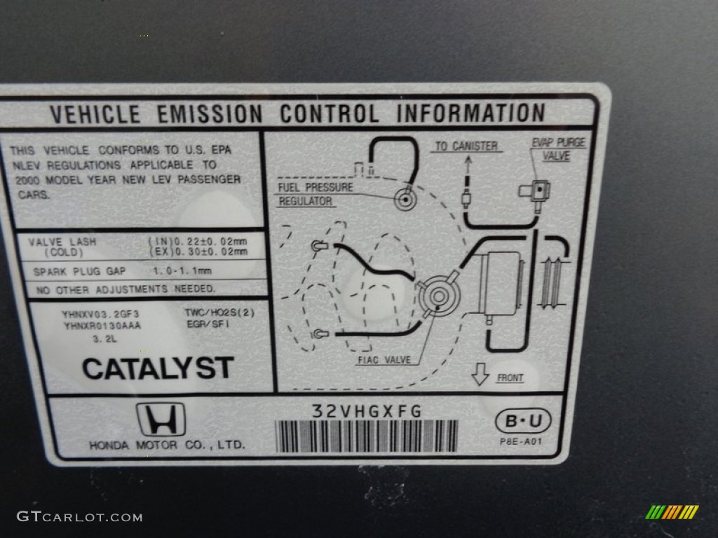 2000 Acura TL 3.2 Info Tag Photo #91902091