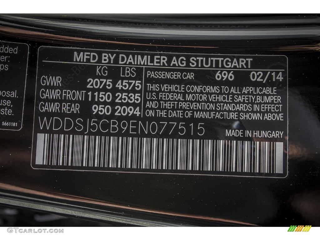 2014 CLA Color Code 696 for Night Black Photo #91902580