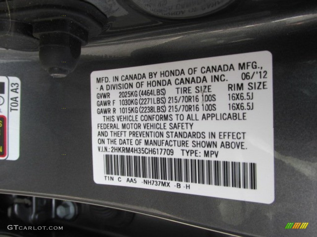 2012 CR-V LX 4WD - Polished Metal Metallic / Gray photo #19