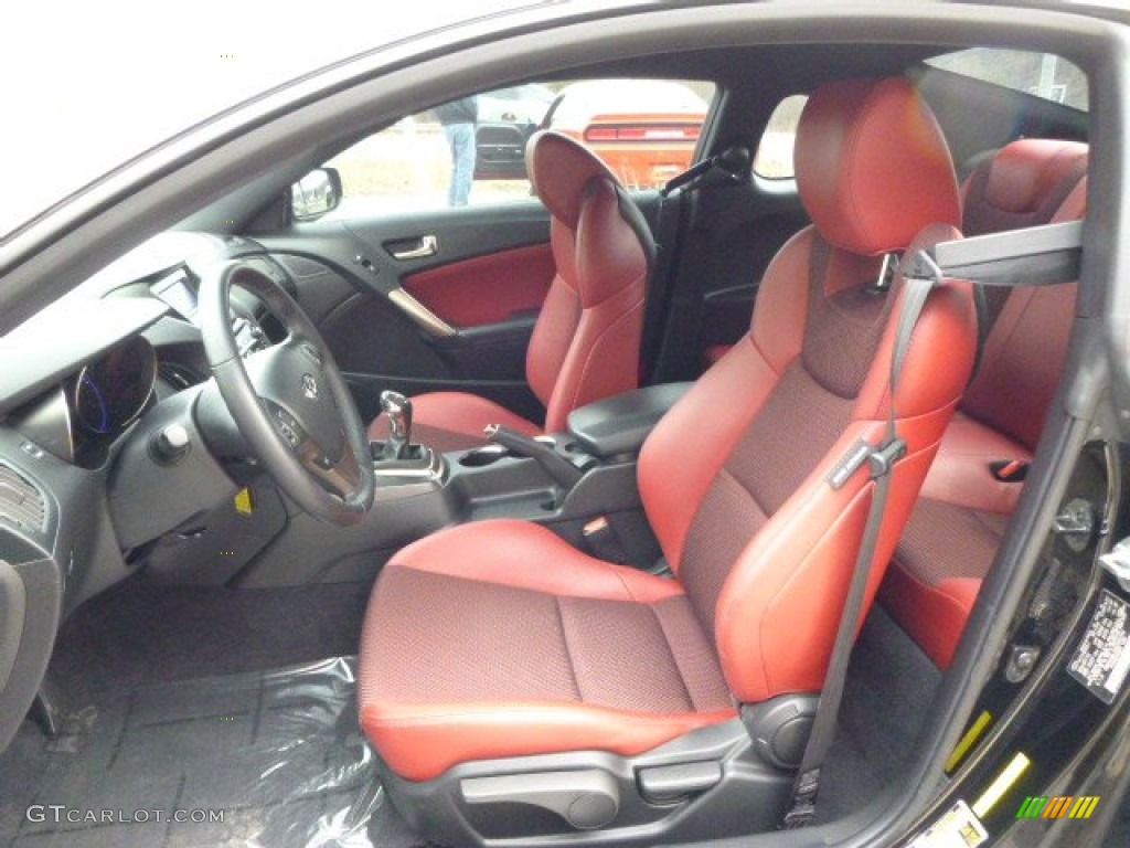 2013 Genesis Coupe 3.8 R-Spec - Black Noir Pearl / Red Leather/Red Cloth photo #10