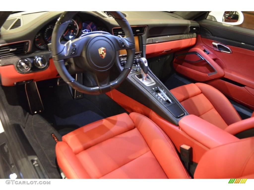 Carrera Red Natural Leather Interior 2014 Porsche 911 Turbo S Coupe Photo #91924627