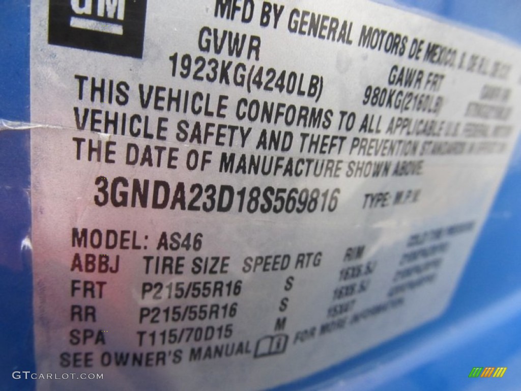 2008 HHR LT - Blue Flash Metallic / Gray photo #19