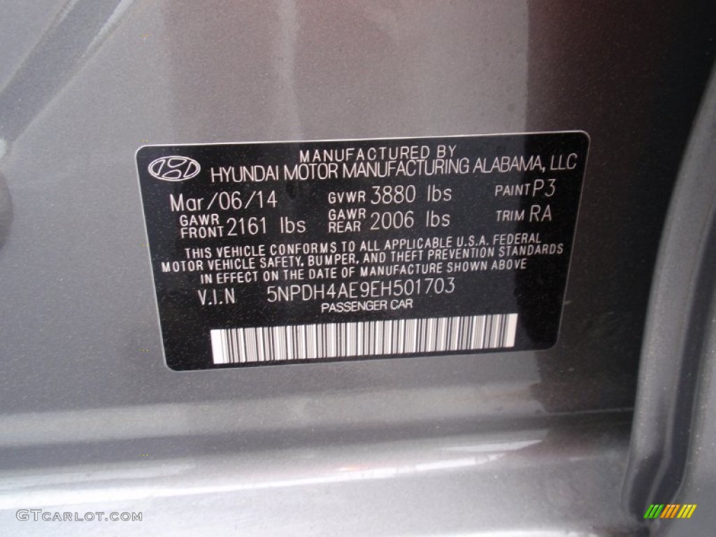 2014 Elantra Limited Sedan - Gray / Gray photo #35