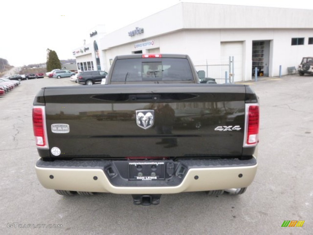 2014 3500 Laramie Longhorn Crew Cab 4x4 Dually - Black Gold Pearl / Canyon Brown/Light Frost Beige photo #7