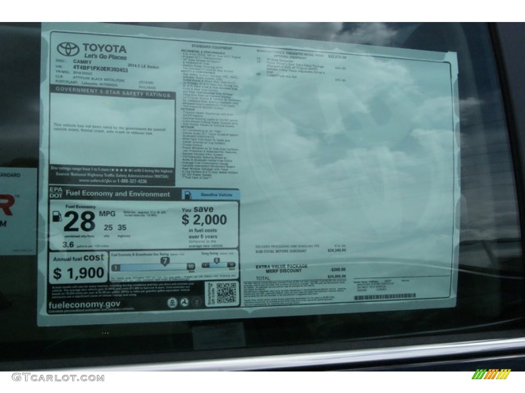 2014 Camry LE - Attitude Black Metallic / Ivory photo #10