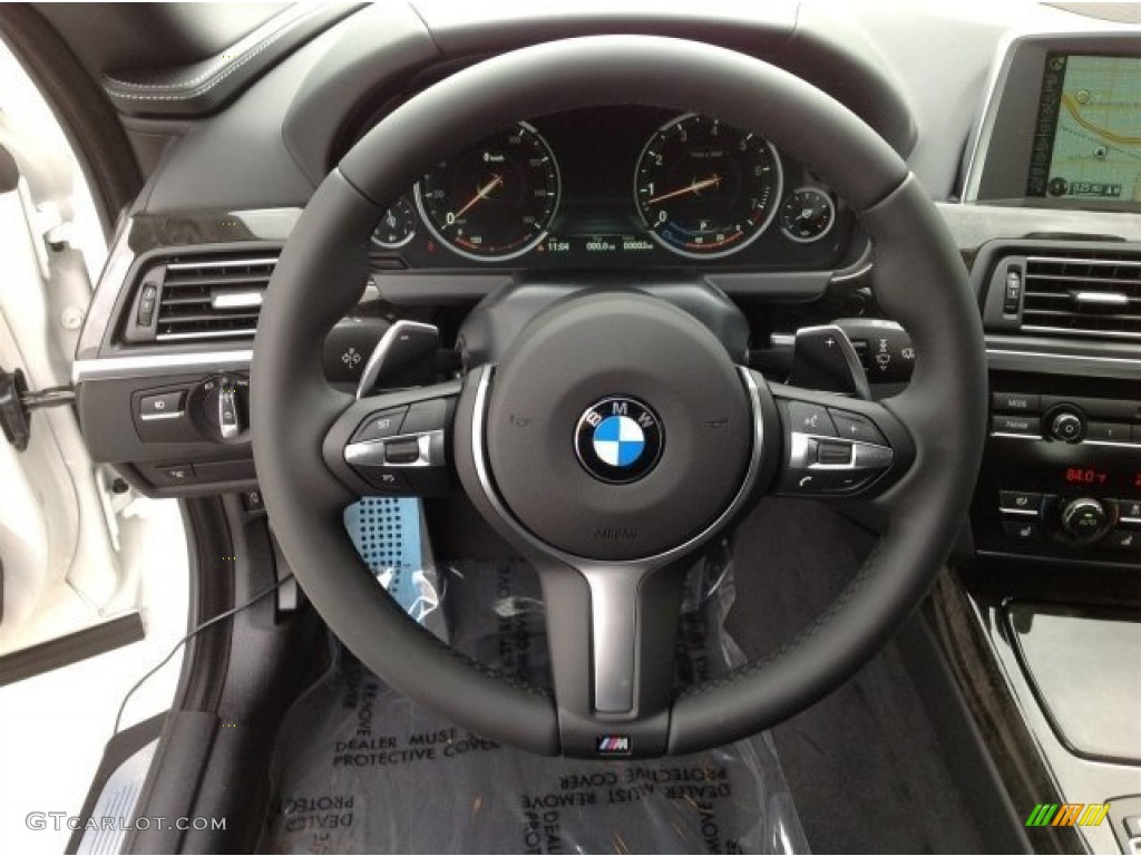 2014 BMW 6 Series 640i Convertible Black Steering Wheel Photo #91945811