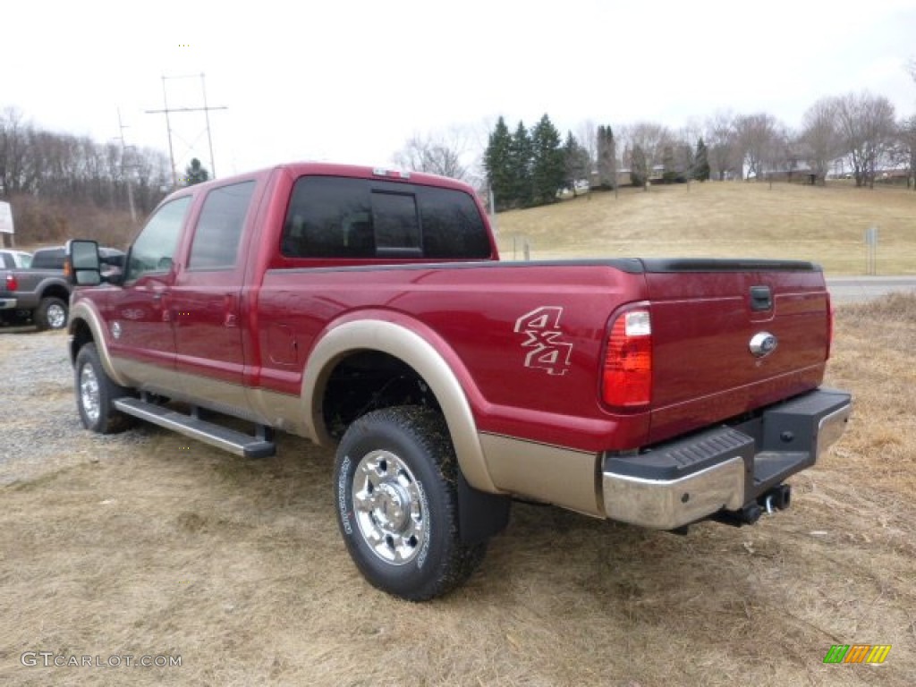 2014 F350 Super Duty Lariat Crew Cab 4x4 - Ruby Red Metallic / Adobe photo #6
