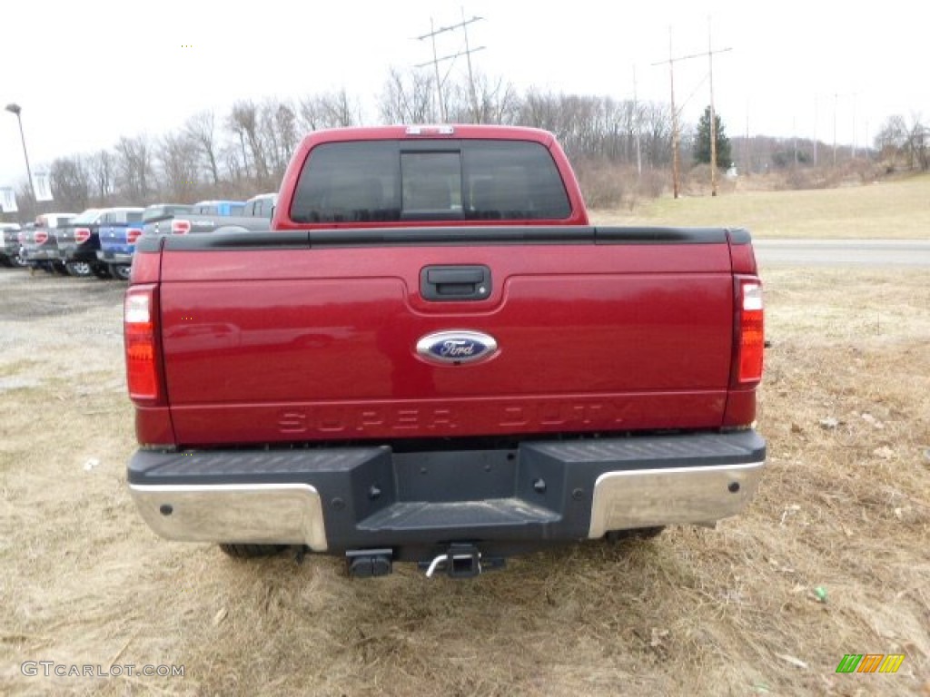 2014 F350 Super Duty Lariat Crew Cab 4x4 - Ruby Red Metallic / Adobe photo #7