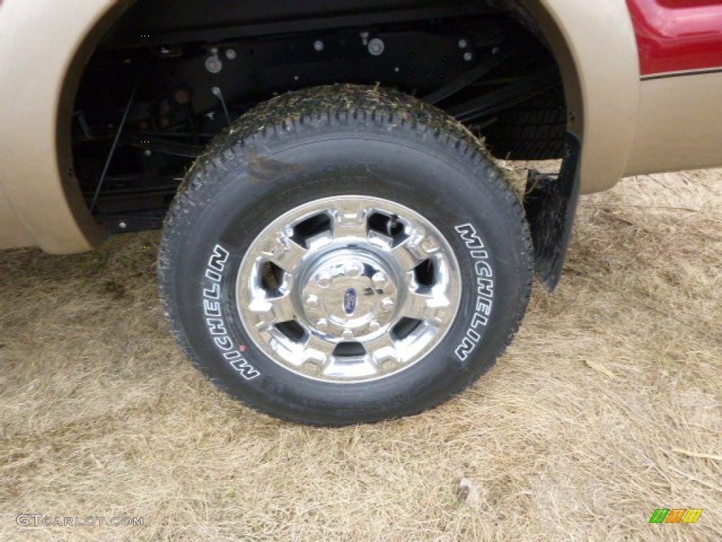 2014 F350 Super Duty Lariat Crew Cab 4x4 - Ruby Red Metallic / Adobe photo #9