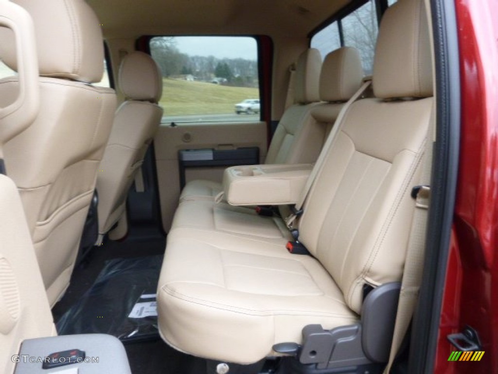 2014 F350 Super Duty Lariat Crew Cab 4x4 - Ruby Red Metallic / Adobe photo #11