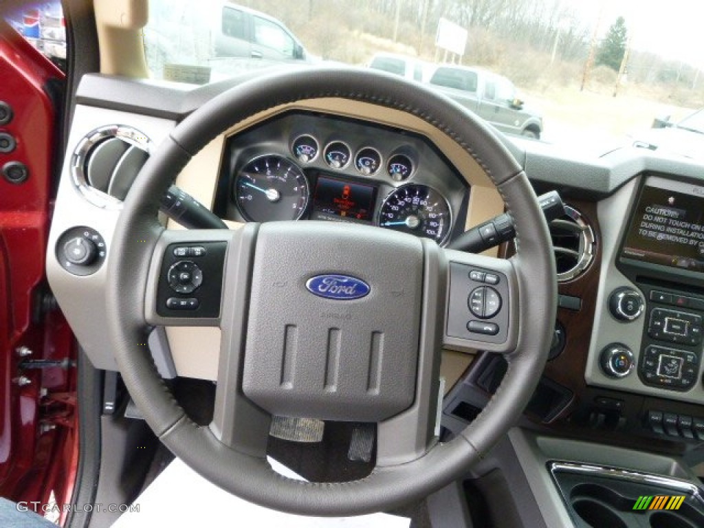 2014 F350 Super Duty Lariat Crew Cab 4x4 - Ruby Red Metallic / Adobe photo #18