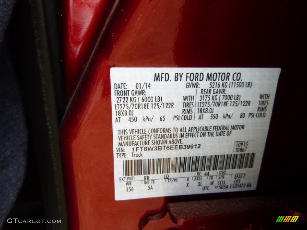 2014 F350 Super Duty Lariat Crew Cab 4x4 - Ruby Red Metallic / Adobe photo #20