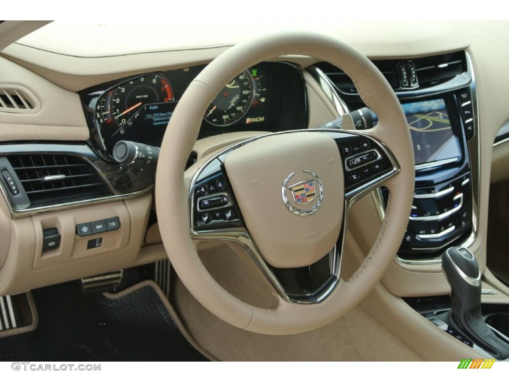 2014 Cadillac CTS Premium Sedan AWD Light Cashmere/Medium Cashmere Steering Wheel Photo #91976519