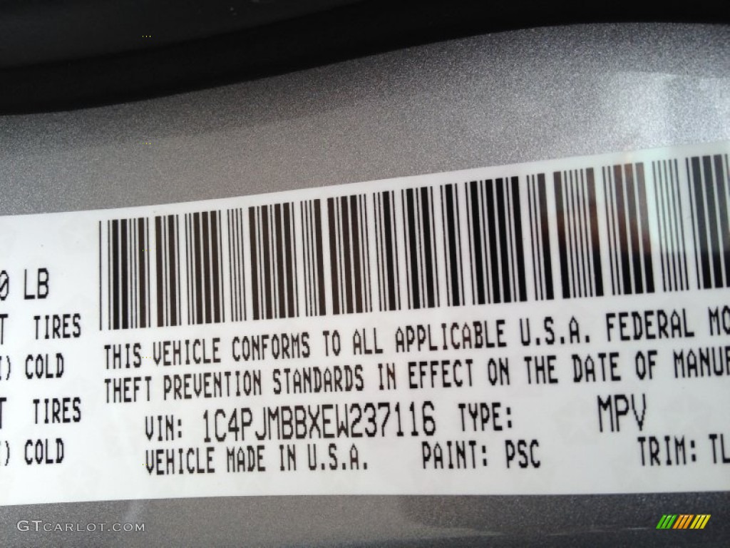 2014 Cherokee Color Code PSC for Billet Silver Metallic Photo #91977875