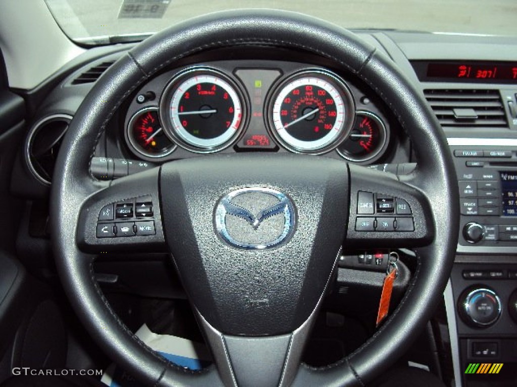 2012 Mazda MAZDA6 i Grand Touring Sedan Black Steering Wheel Photo #91980668