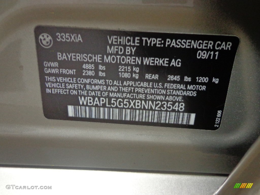 2011 BMW 3 Series 335i xDrive Sedan Info Tag Photos