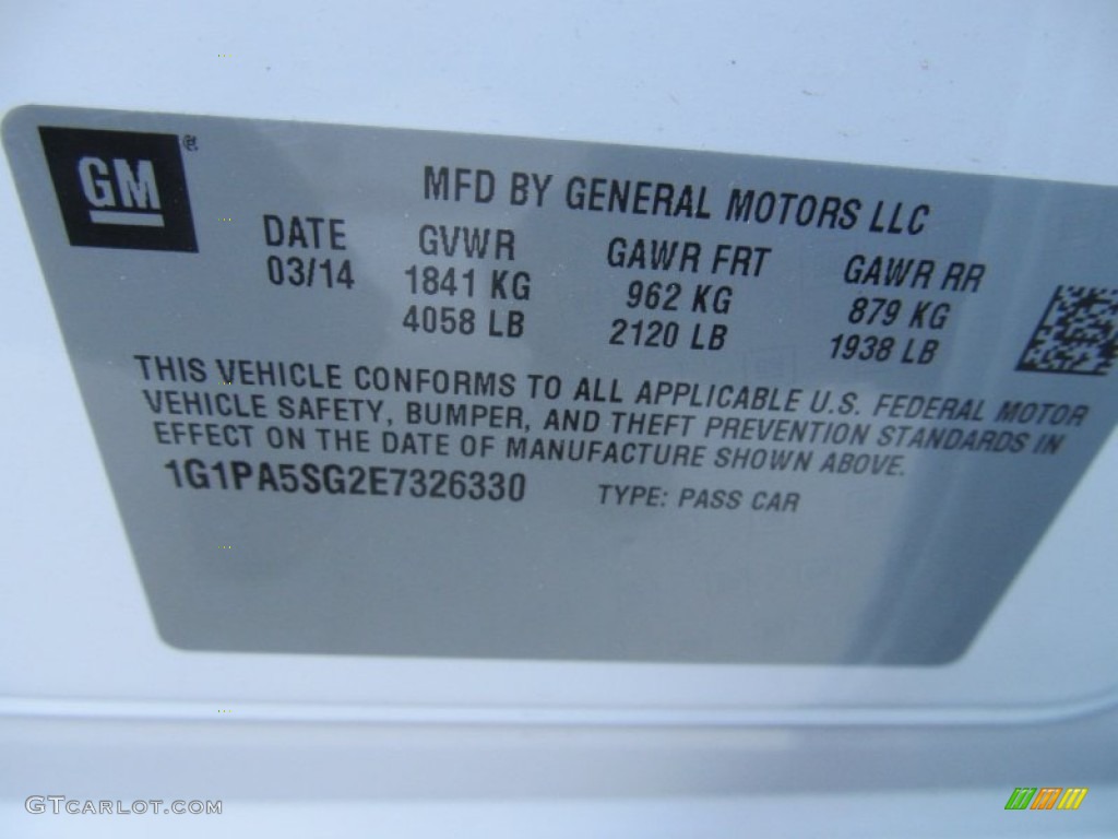 2014 Cruze LS - Summit White / Jet Black/Medium Titanium photo #19