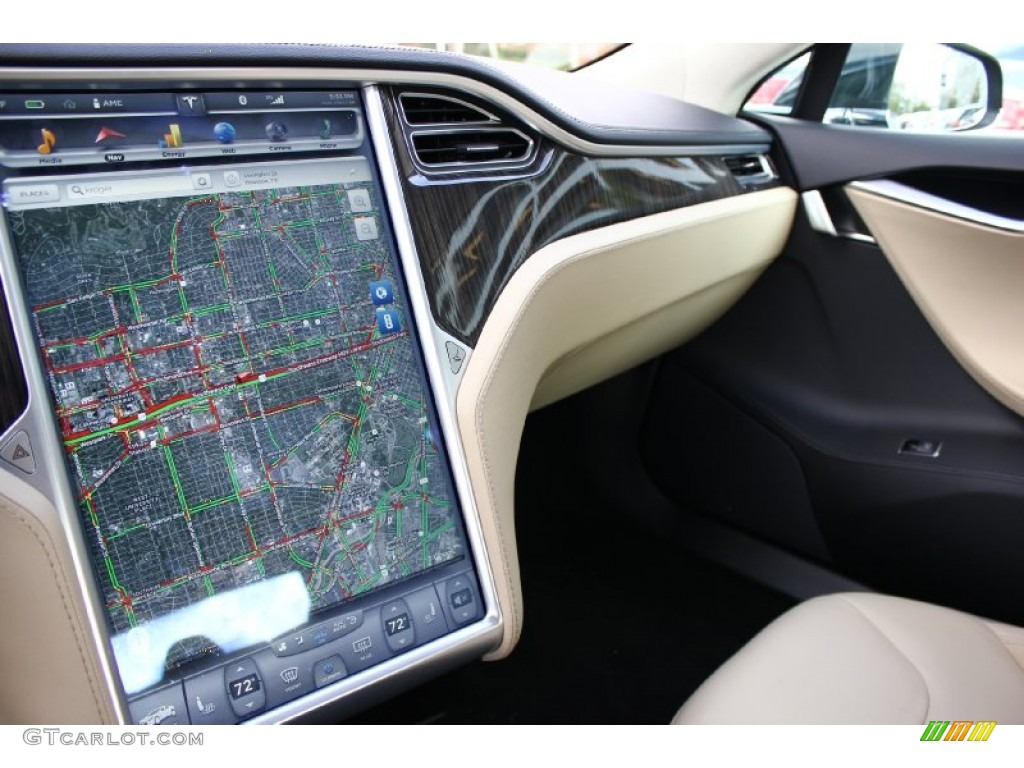 2013 Tesla Model S P85 Performance Tan Dashboard Photo #92040992