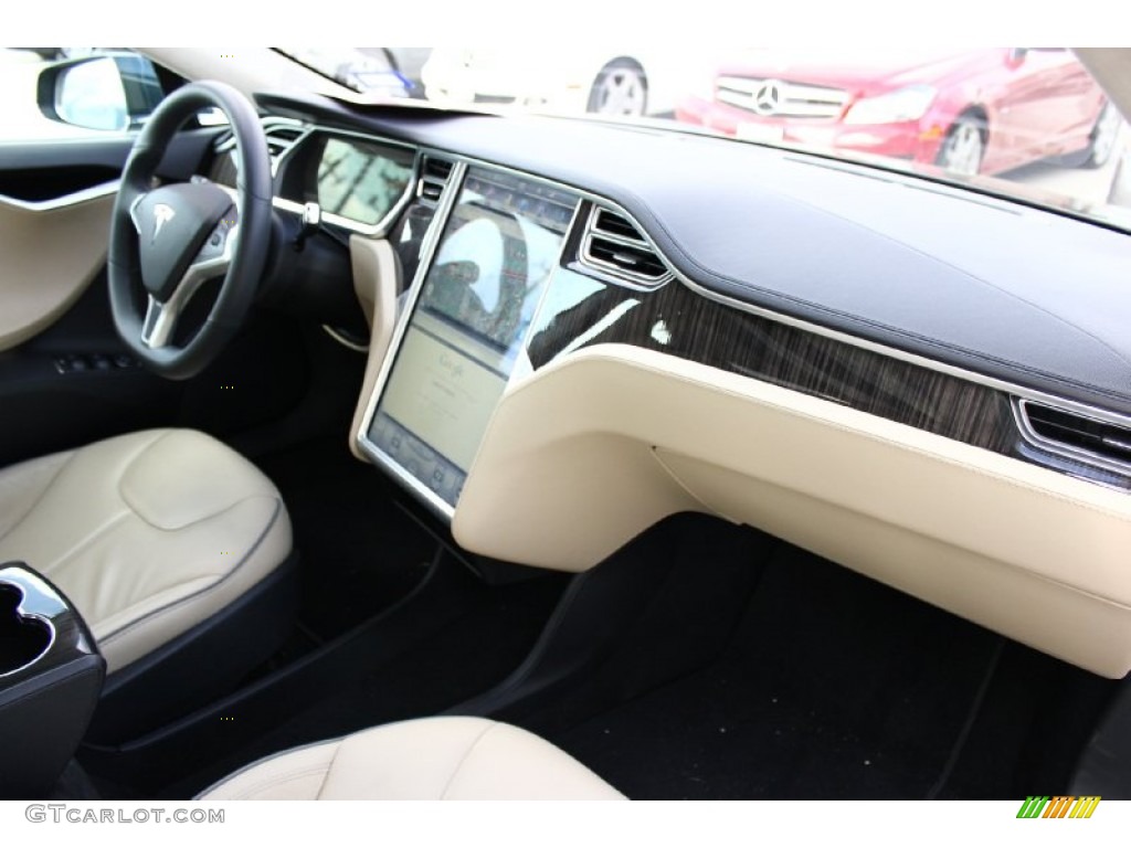 2013 Tesla Model S P85 Performance Tan Dashboard Photo #92041913