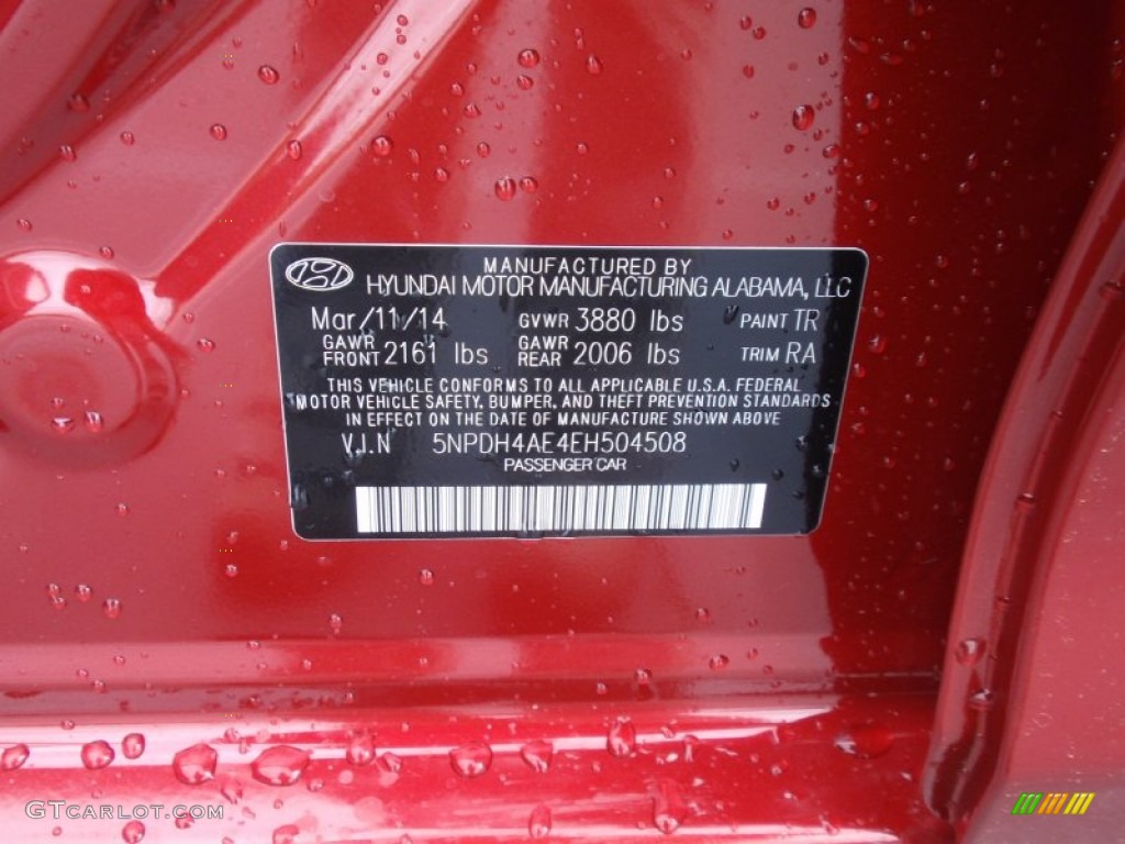 2014 Elantra SE Sedan - Red / Gray photo #32