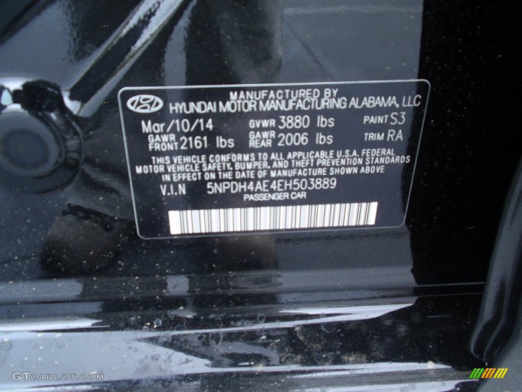 2014 Elantra Limited Sedan - Black / Gray photo #33