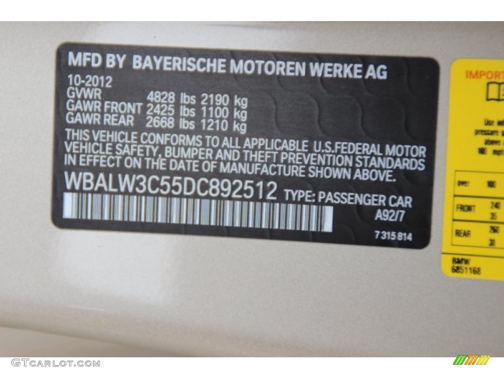 2013 BMW 6 Series 640i Coupe Color Code Photos