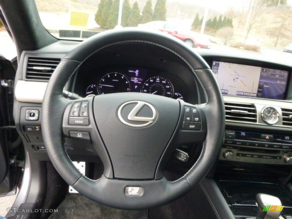 2013 Lexus LS 460 F Sport AWD F Sport Black w/White Perf. Genuine Aluminum Steering Wheel Photo #92064629