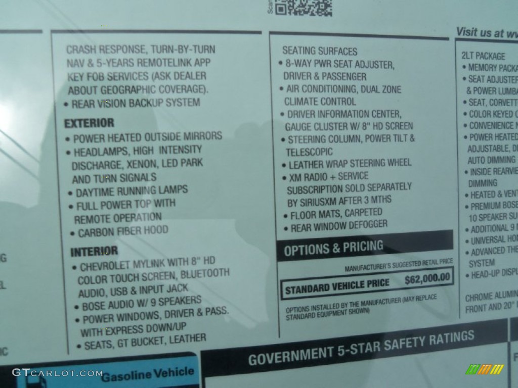 2014 Chevrolet Corvette Stingray Convertible Z51 Window Sticker Photo #92069530