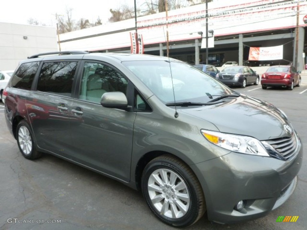 2012 Sienna XLE AWD - Cypress Green Pearl / Light Gray photo #1