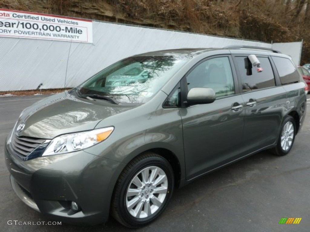 2012 Sienna XLE AWD - Cypress Green Pearl / Light Gray photo #3