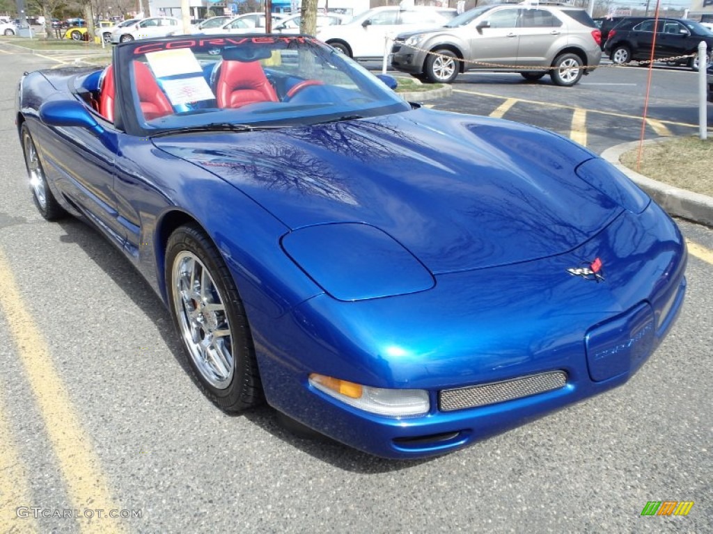 2002 Corvette Convertible - Electron Blue Metallic / Torch Red photo #3