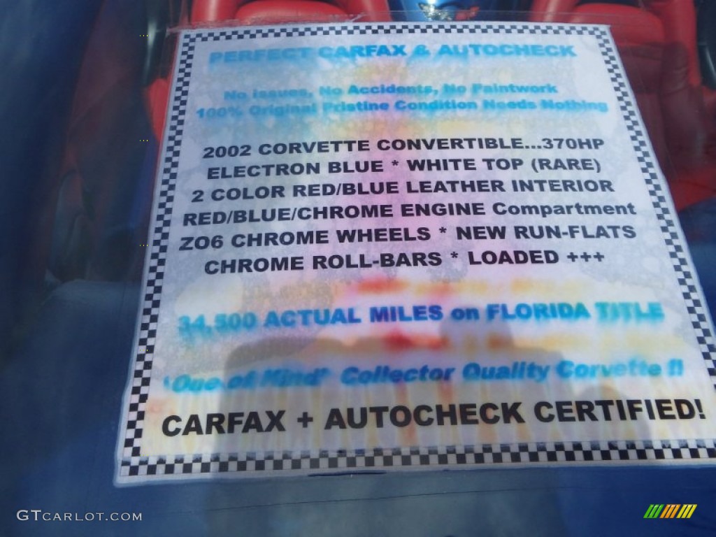 2002 Corvette Convertible - Electron Blue Metallic / Torch Red photo #32
