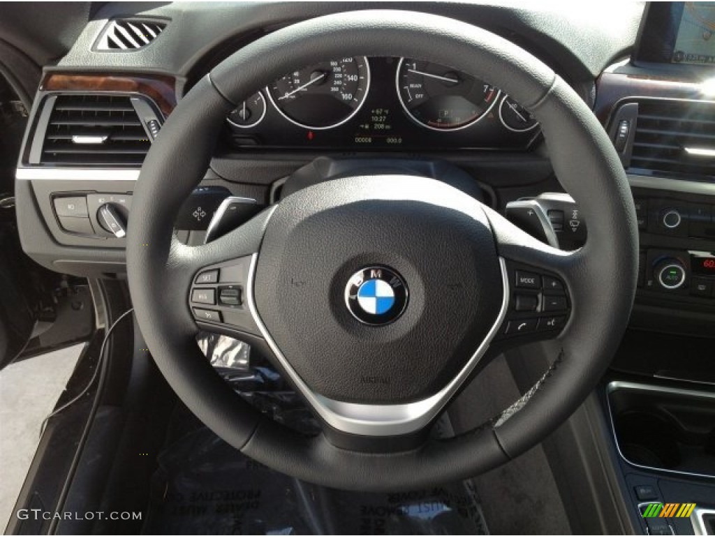 2014 BMW 4 Series 428i Convertible Black Steering Wheel Photo #92080148