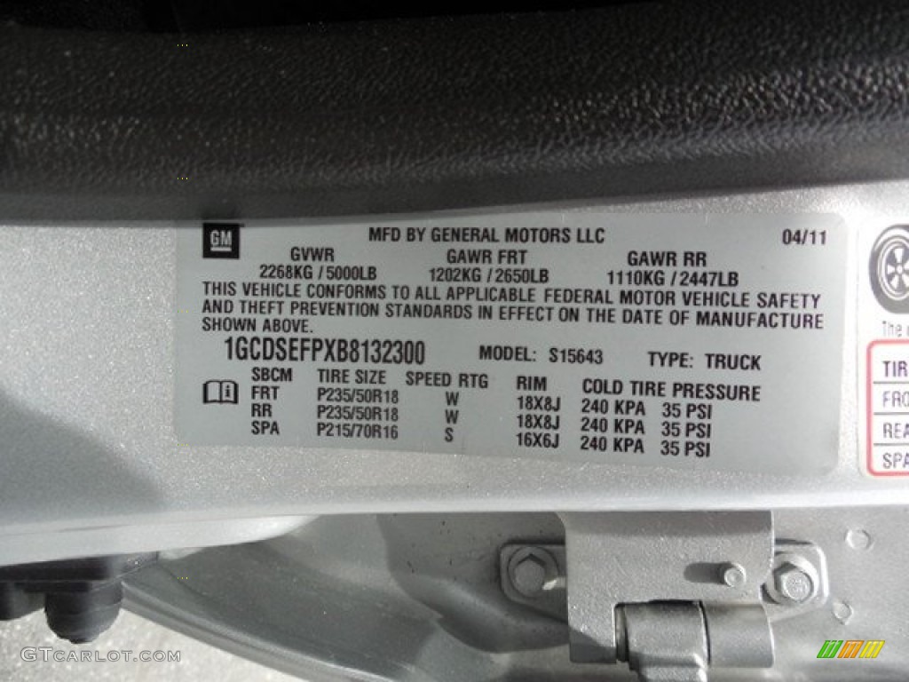 2011 Chevrolet Colorado LT Crew Cab Info Tag Photo #92085572