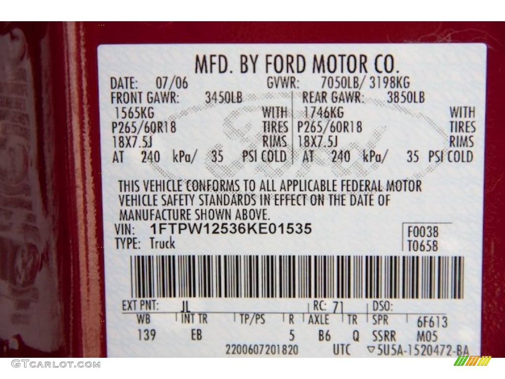 2006 F150 Lariat SuperCrew - Dark Toreador Red Metallic / Black photo #33